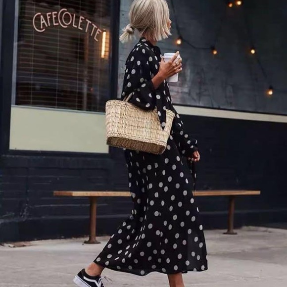 Nanushka Polka Dot Black Maxi Dress in M - Picture 4 of 5